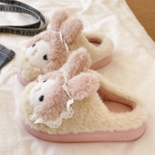 家居室内可爱兔子厚底防滑保暖月子棉拖鞋 少女心毛毛拖鞋 女士冬季
