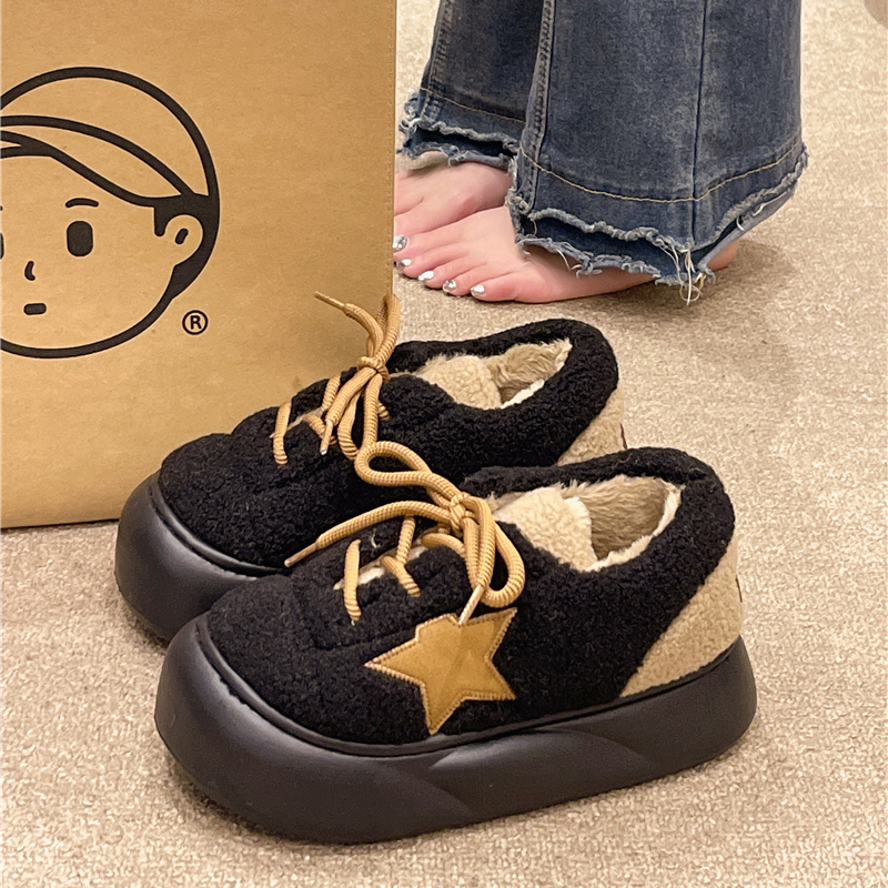 时尚五角星系带棉拖鞋
