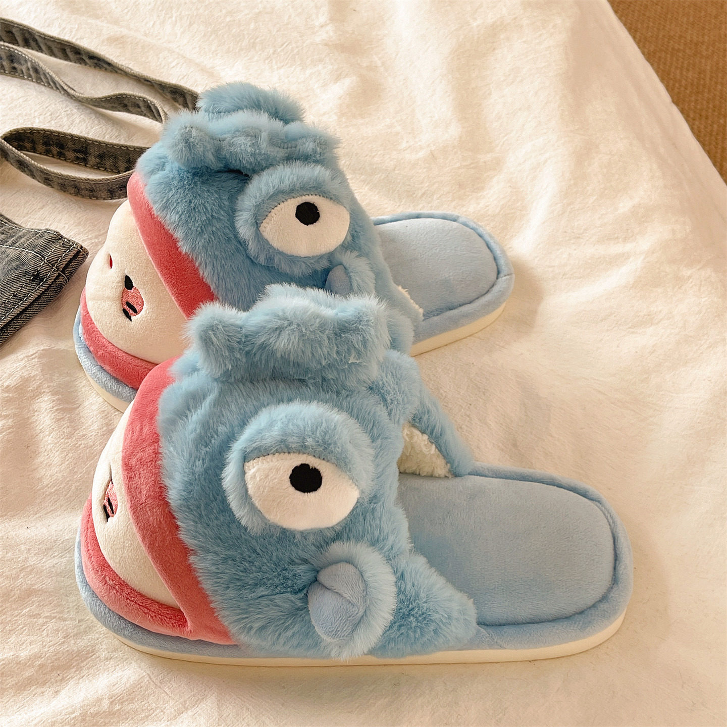 可爱丑鱼小猫棉拖鞋女冬季室内家居防滑软底包头保暖毛绒绒月子鞋,女鞋,毛毛鞋,淘宝优惠券,粉丝福利购,淘宝优惠卷