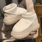 冬季 加绒保暖高帮外穿防滑棉靴 时尚 厚底增高棉拖鞋 女包跟2025新款