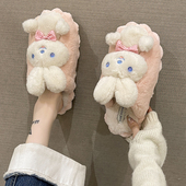 月子棉拖鞋 毛绒保暖室内家居防滑拖鞋 女可爱兔子2025年秋冬季 新款