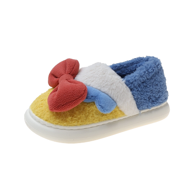 高端拼色蝴蝶结包跟保暖棉拖鞋