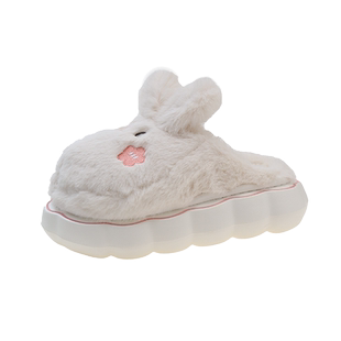 卡通棉拖鞋女冬季可爱兔子厚底增高室内家居毛绒保暖防滑包头拖鞋