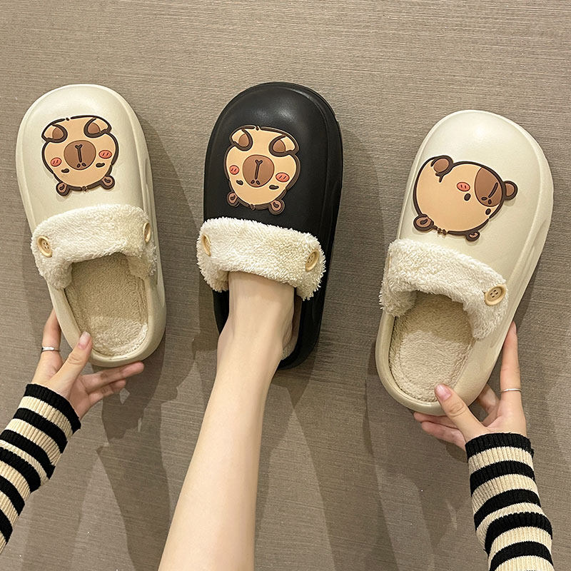 可拆卸防水加绒棉拖鞋