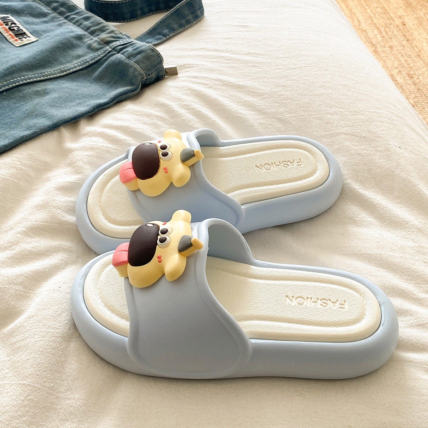 可爱卡通帽子狗拖鞋女夏季新款室内居家厚底防滑外穿踩屎感一字拖,女鞋,一字拖,淘宝优惠券,粉丝福利购,淘宝优惠卷
