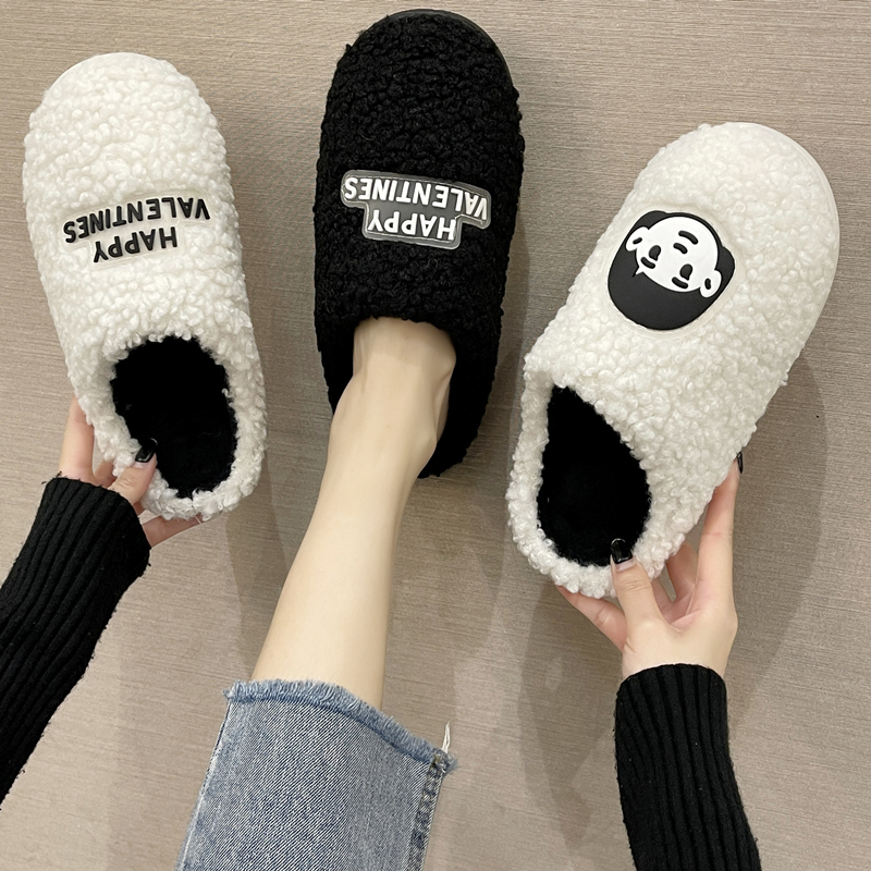 可爱棉拖鞋女秋冬季情侣防滑室内