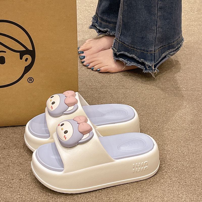 俏绘可爱娃娃厚底防滑高跟一字拖