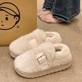 居家外穿加绒保暖厚底防滑韩系包跟棉鞋 女士冬季 棉拖鞋 2025年新款