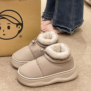 羽绒防水包跟棉鞋 室内居家加绒加厚保暖防滑厚底外穿雪地靴 女冬季