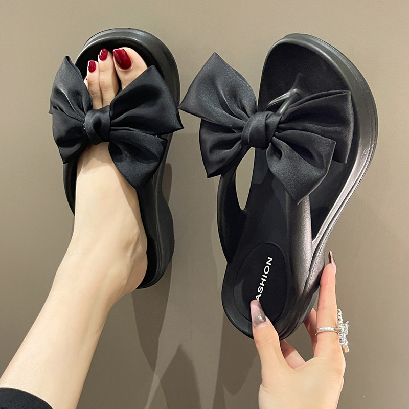 时尚蝴蝶结人字拖女夏季ins潮外穿踩屎感厚底防滑夹脚沙滩凉拖鞋