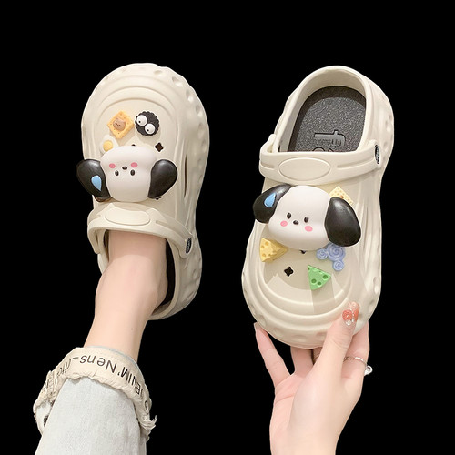 可爱卡通小狗小个子增高洞洞鞋