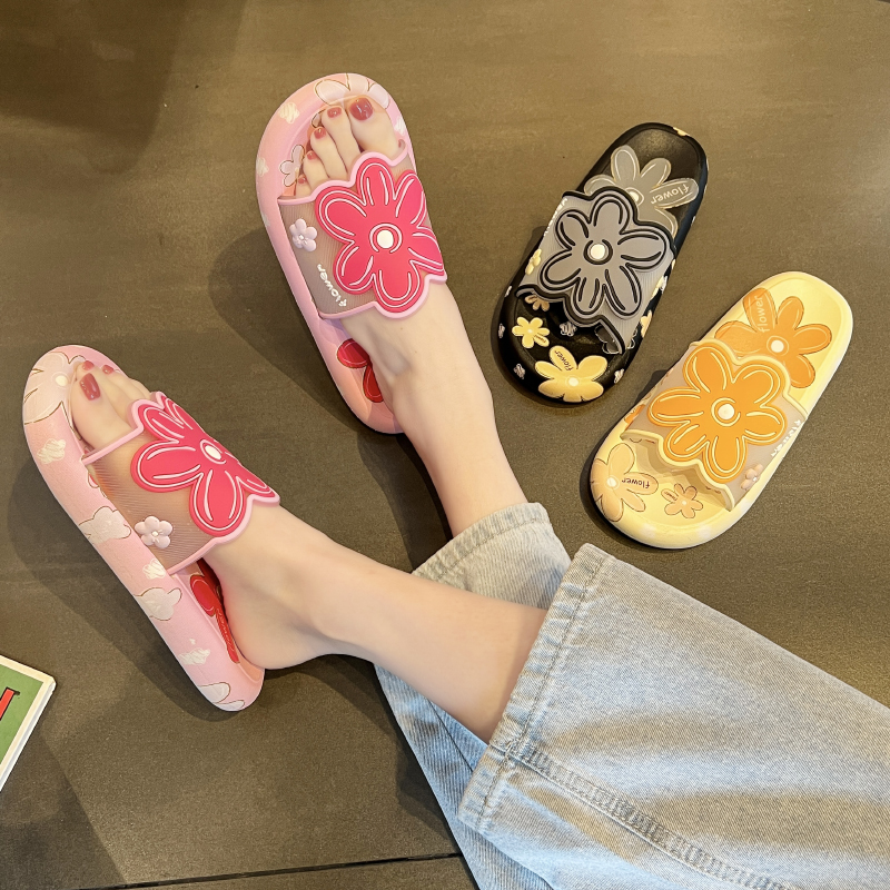 2025年新款拖鞋女夏季网红外穿甜美花朵踩屎感软底沙滩防滑凉拖鞋