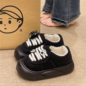 带加绒保暖防滑厚底包跟棉拖鞋 外穿可爱小狗鞋 女冬季 羽绒防水棉鞋