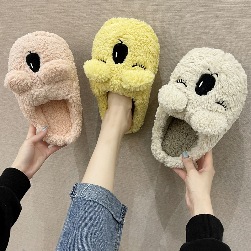 新款秋冬季网红卡通毛绒拖鞋