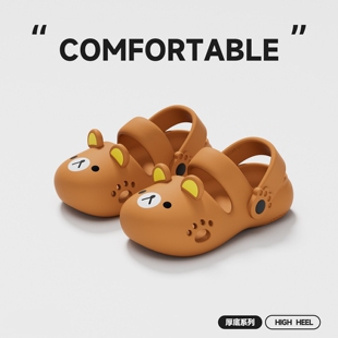 包头凉拖鞋女夏外穿可爱卡通小熊室内家居防滑EVA厚底踩屎感拖鞋