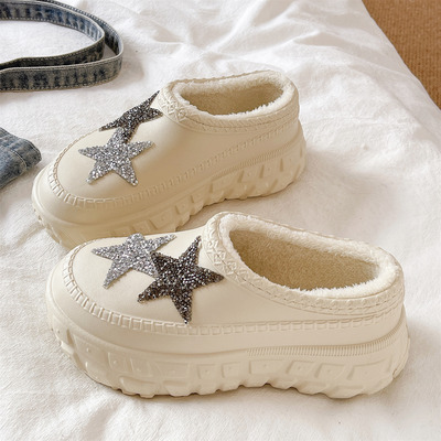 俏绘时尚水钻防水加绒包跟棉鞋