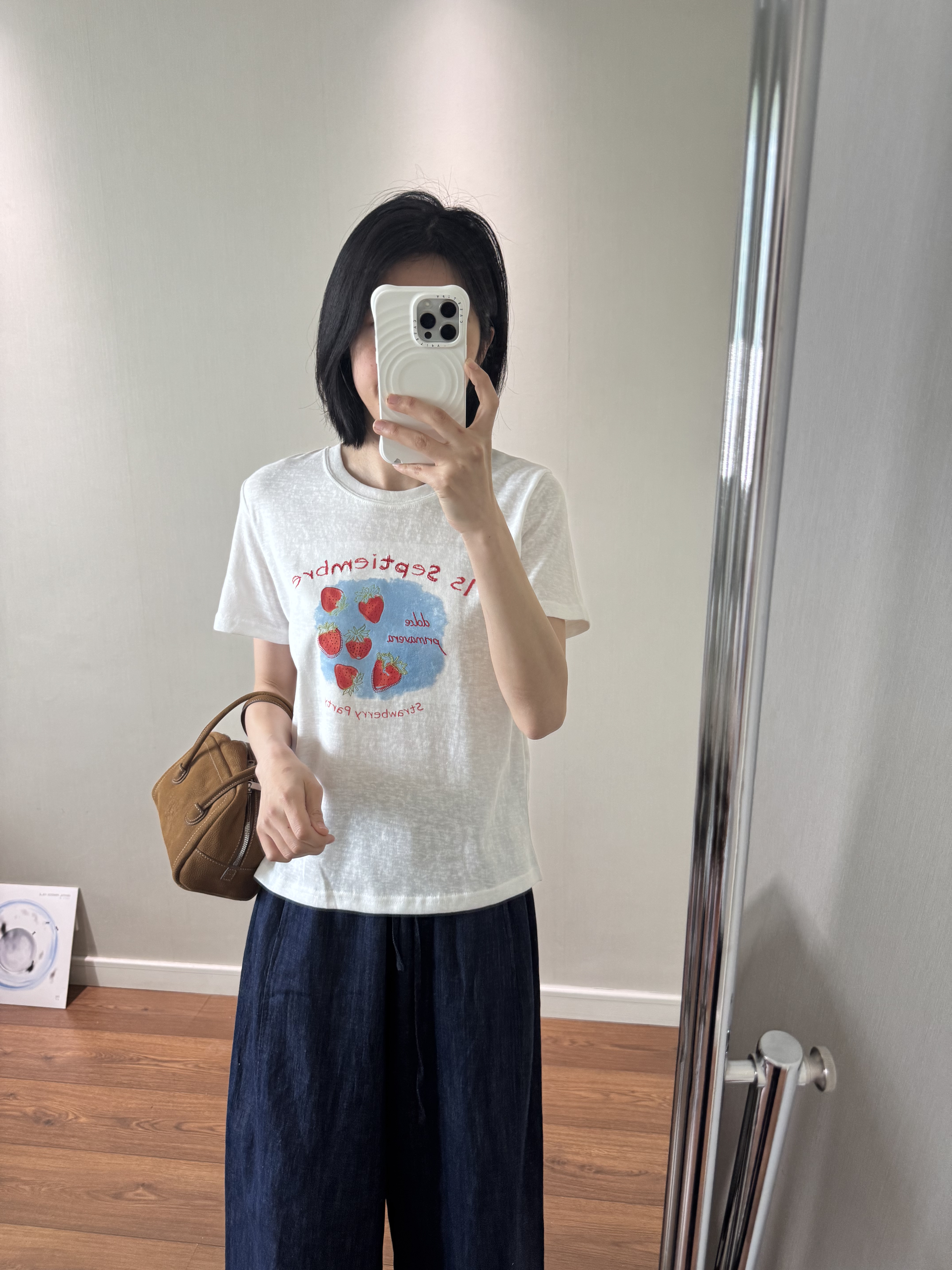 wenlustore夏季新款薄款草莓印花水果短袖T恤正肩女