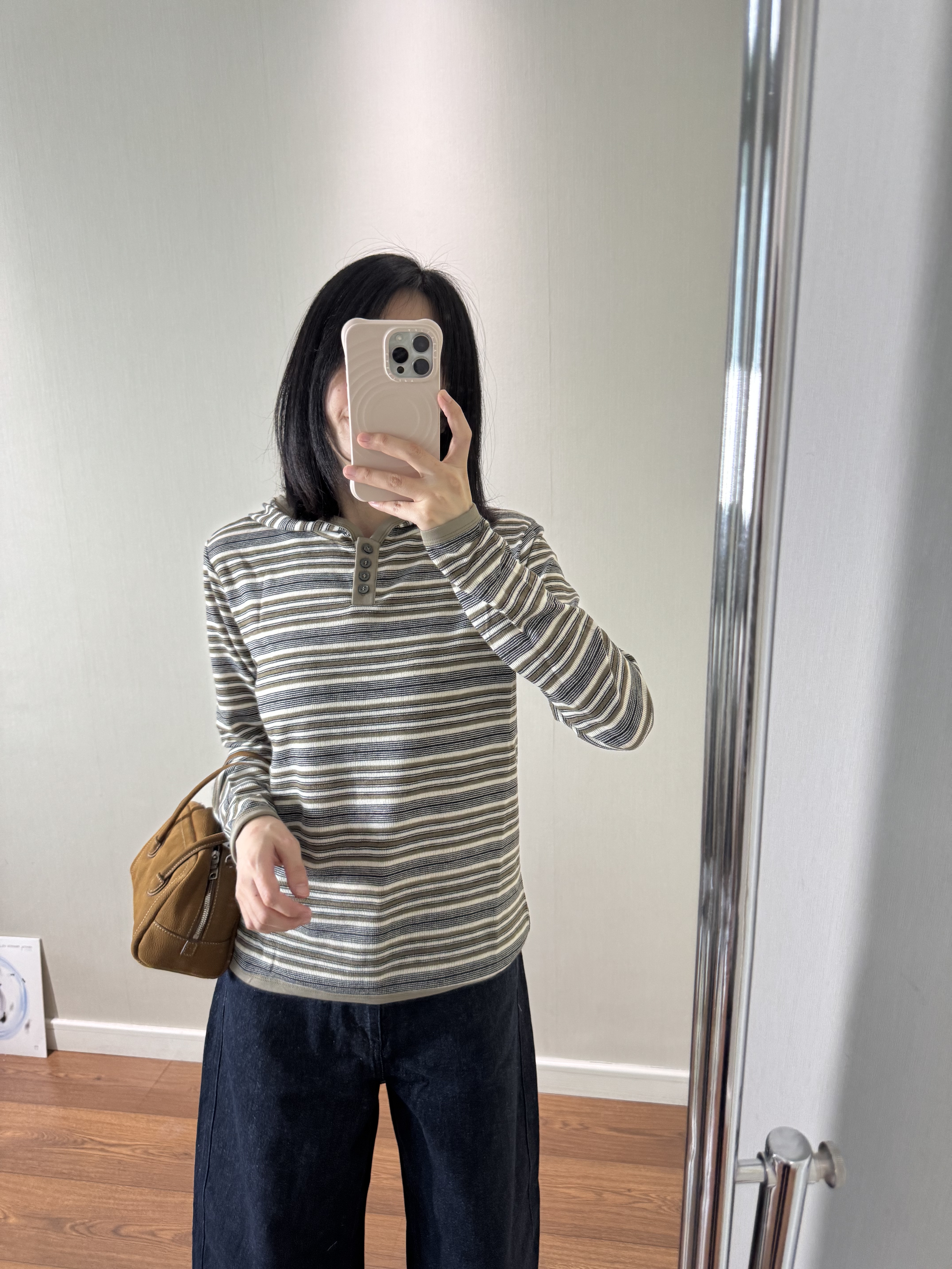 wenlustore秋季新款韩系休闲连帽设计条纹长袖T恤女