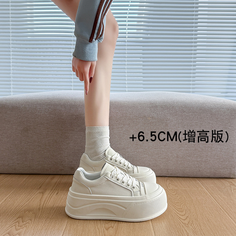 春秋厚底小白鞋女2026新款增高6.5CM百搭松糕板鞋显腿长休闲0125z,女鞋,勃肯鞋/软木鞋,淘宝优惠券,粉丝福利购,淘宝优惠卷