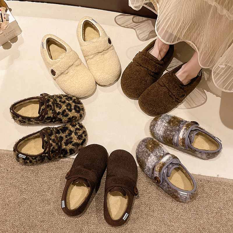 加绒毛毛勃肯鞋全包保暖乐福棉鞋
