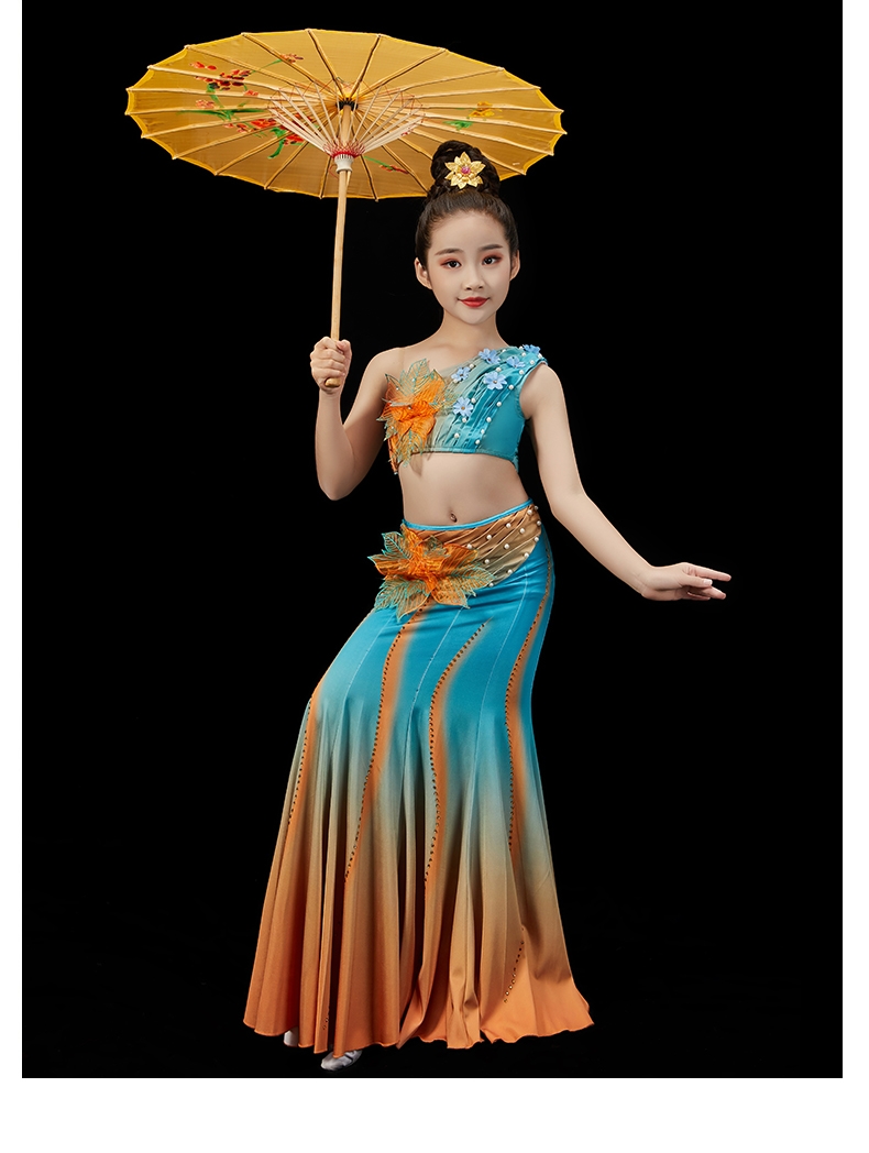 傣族舞服装女滇南映少舞蹈独舞艺考演出服鱼尾裙云南西双版纳裙子