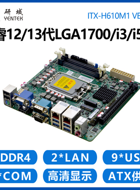 研域A610M1迷你ITX工控主板12/13代LGA1700双网口6串口2.5G台式机