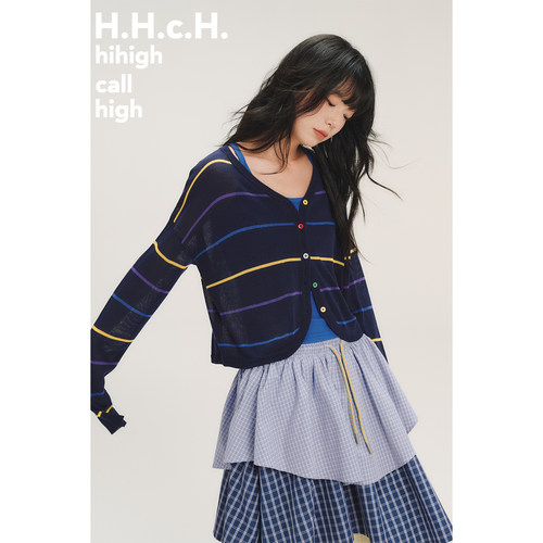 HHCH口海 SS26 条纹提花莱赛尔混纺物理防晒凉感针织罩衫开衫外套