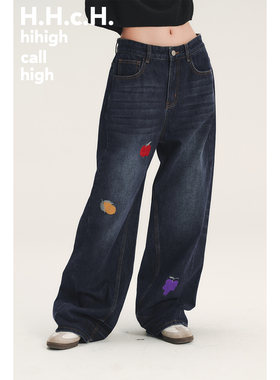 HHCH口海 AW25 手绘水果绣花直筒宽松深色水洗牛仔长裤