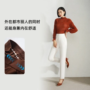 長褲 女高腰九分羅馬褲 休閑西褲 2561 煙管褲 小腳休閑褲 大碼 春秋新款