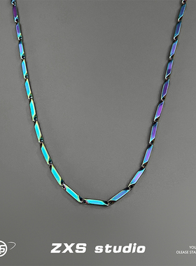 ZXS 潮流淬火渐变炫彩钛钢锁骨链ins简约嘻哈Hip hop男女士项链