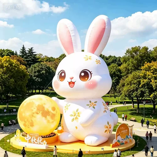 中秋兔子月球灯光充气气模