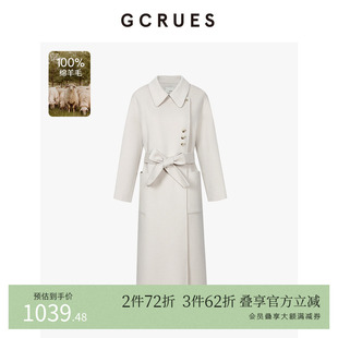 休闲廓形全羊毛双面呢大衣女 G09D12A1952 春秋新款 GCRUES商场同款