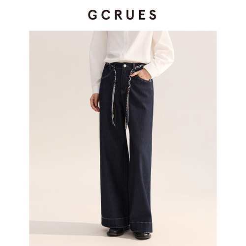 GCRUES复古原色牛仔裤女春季高腰