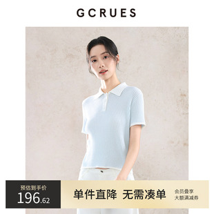 通勤简约T恤上衣 GCRUES短袖 polo领毛衫 针织衫 G07Q04E0262Z 女秋季