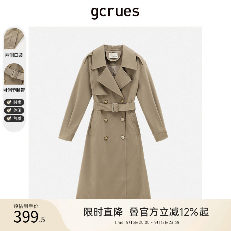 gcrues韩版翻领风衣外套图片