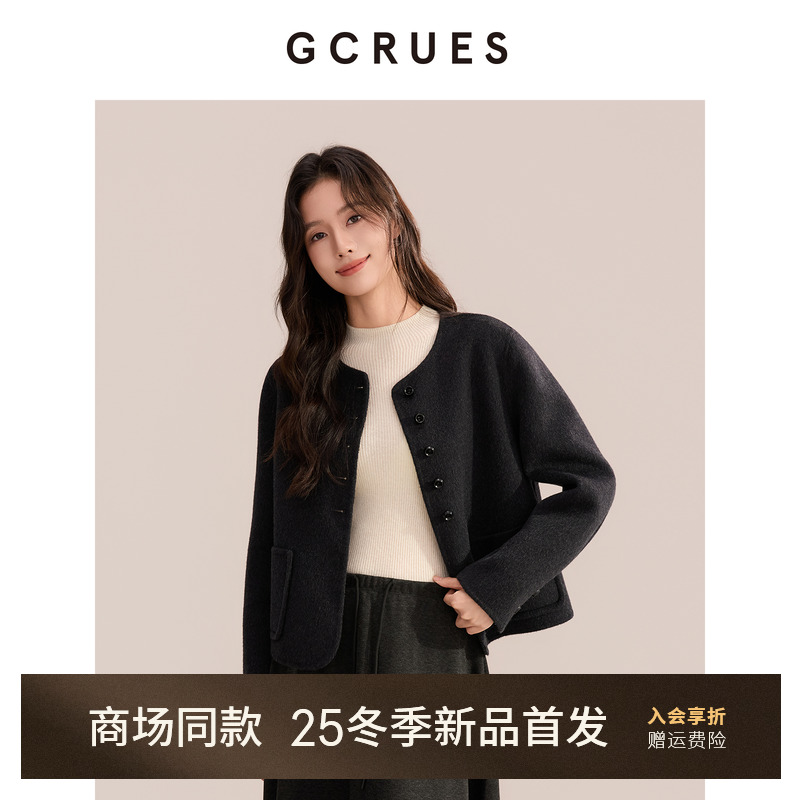 GCRUES绵羊毛短款夹克外套女冬季