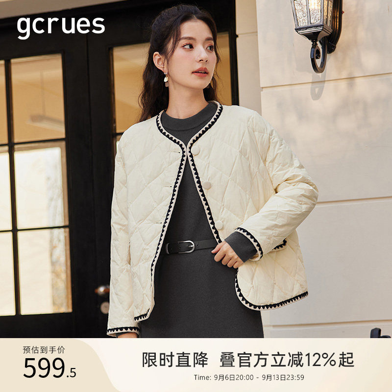 羽绒服短款外套gcrues小香风圆领图片