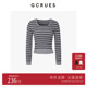 GCRUES商场同款 G09D04A0862 显瘦毛衣 U领含羊毛条纹针织衫 女冬季