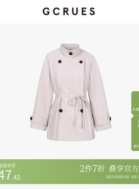 GCRUES商场同款休闲短裤风衣外套女春秋气质秋装上衣 G07Q05A1162