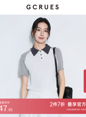 GCRUES商场同款polo衫撞色短袖女夏季洋气正肩T恤上衣G05X04A1862