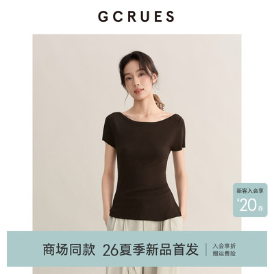 GCRUES简约设计感短袖t恤女夏季