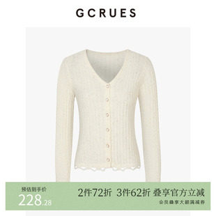 新款 GCRUES商场同款 亮丝毛衣针织衫 秋季 G07Q04A1552 V领针织开衫