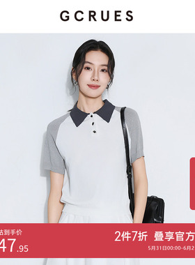 GCRUES商场同款polo衫撞色短袖女夏季洋气正肩T恤上衣G05X04A1862