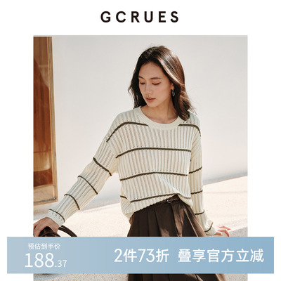 GCRUES镂空长袖针织衫女秋季