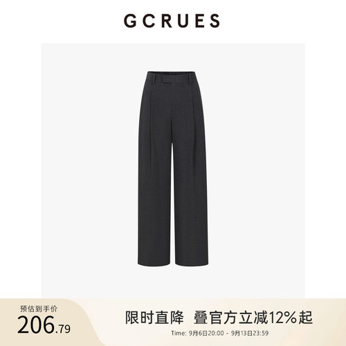 GCRUES灰色直筒西装裤女高级感