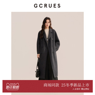 毛呢外套 骆驼绒双面呢大衣女长款 G09D12A1062 冬季 GCRUES商场同款