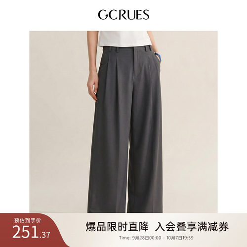 GCRUES灰色直筒西装裤女秋季百