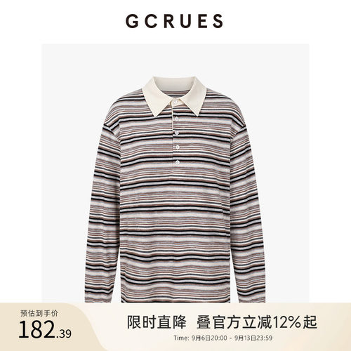 GCRUES复古撞色条纹polo衫女秋