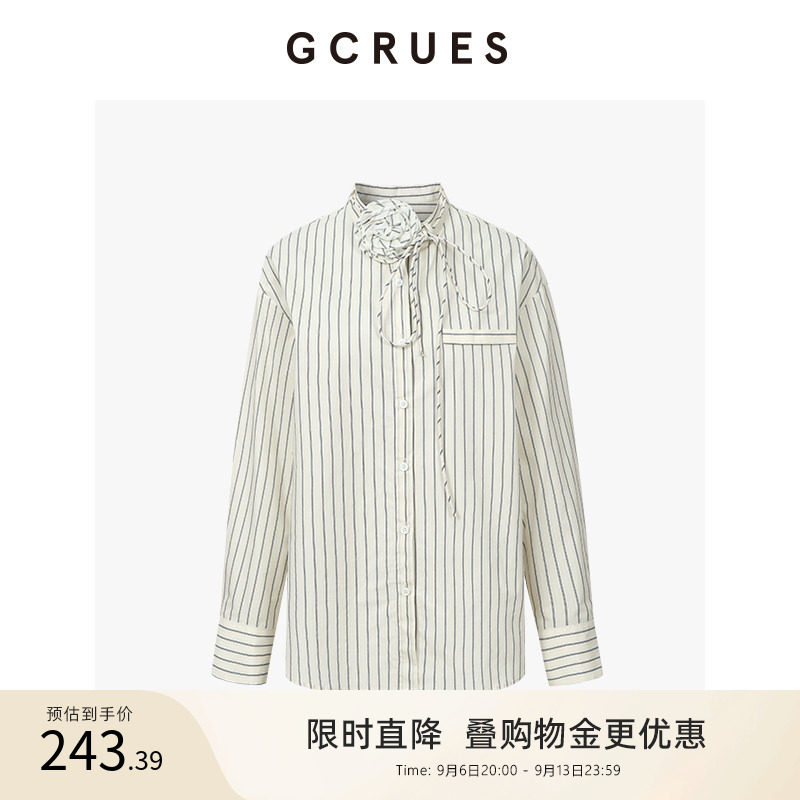 GCRUES设计感条纹衬衫女2026春图片