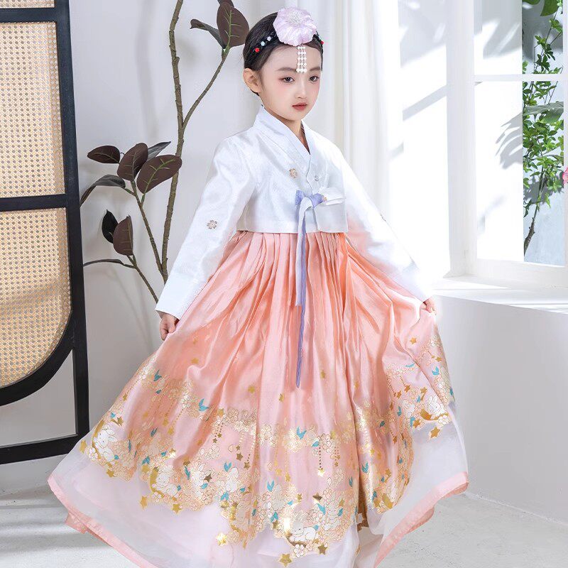儿童韩服女童朝鲜服装改良韩国宫廷古装舞蹈演出服大长今摄影旅拍